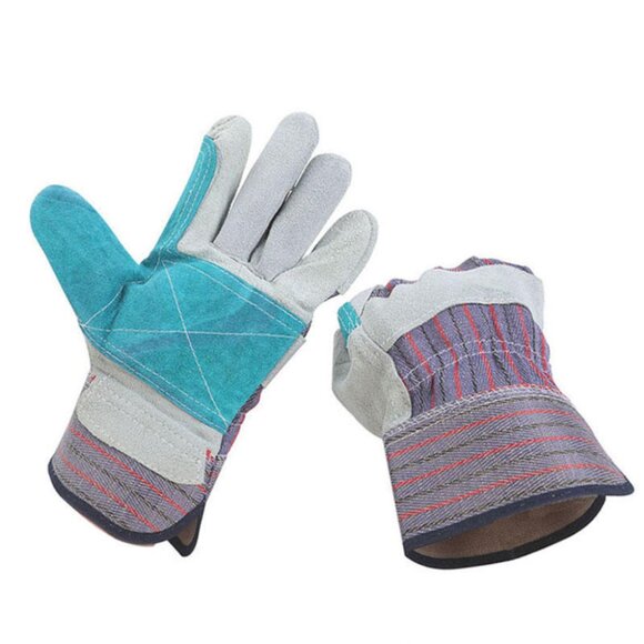 Cowhide leather Double Palm OS Gloves 1Pair for farming Outdoor Industrial work - Picture 6 of 10